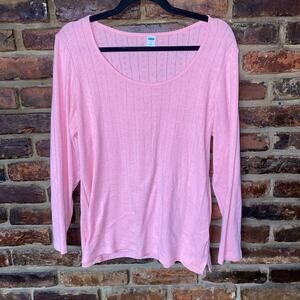 Old Navy Pink Long Sleeve Knit Scoop Neck Top Women's Size XL